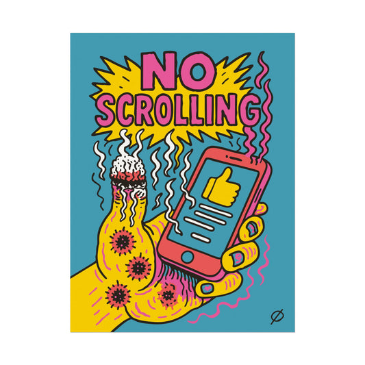 "No Scrolling" Textured Watercolor Poster